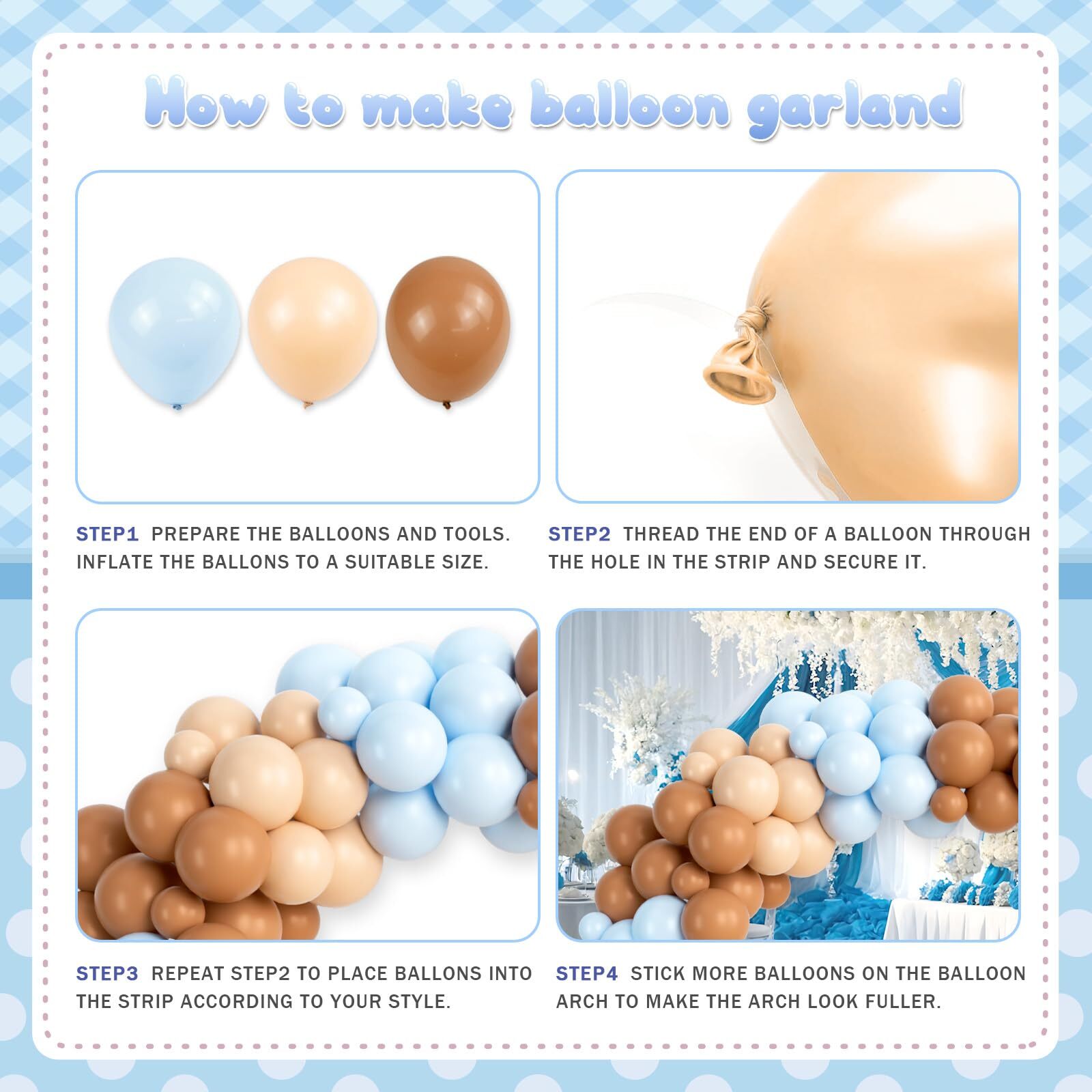 Teddy Bear Theme Blue And Brown Baby Shower Backdrop Balloon Decorations For Boy