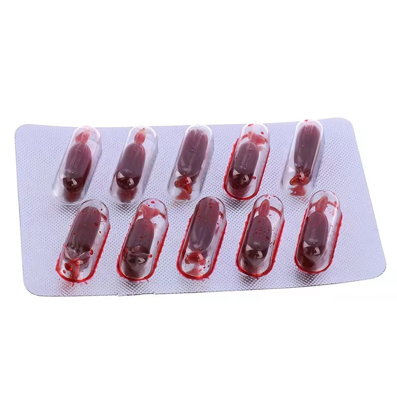 10Pcs Fake Blood Capsules Halloween Prank Toy Vampire Blood Pills Party Costume
