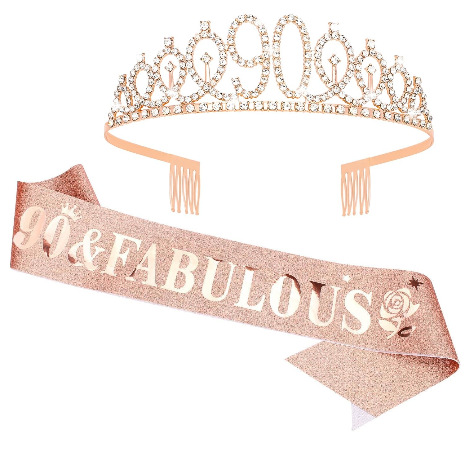 90 & Fabulous Tiara and Glitter Sash Set – Perfect Gift for 90th Birthdays