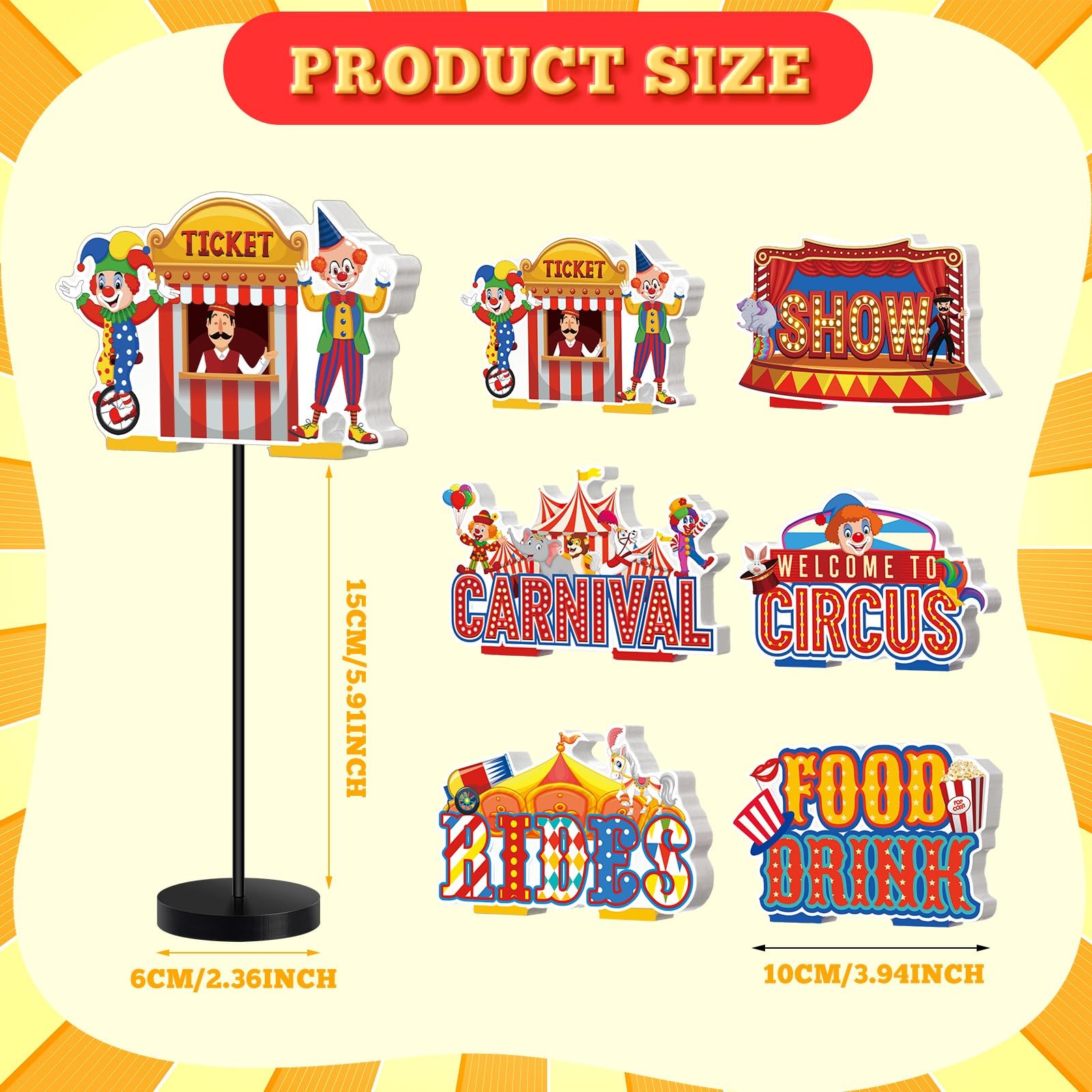 6 Pcs Carnival Party Decor Carnival Circus Decoration for Table Centerpieces …