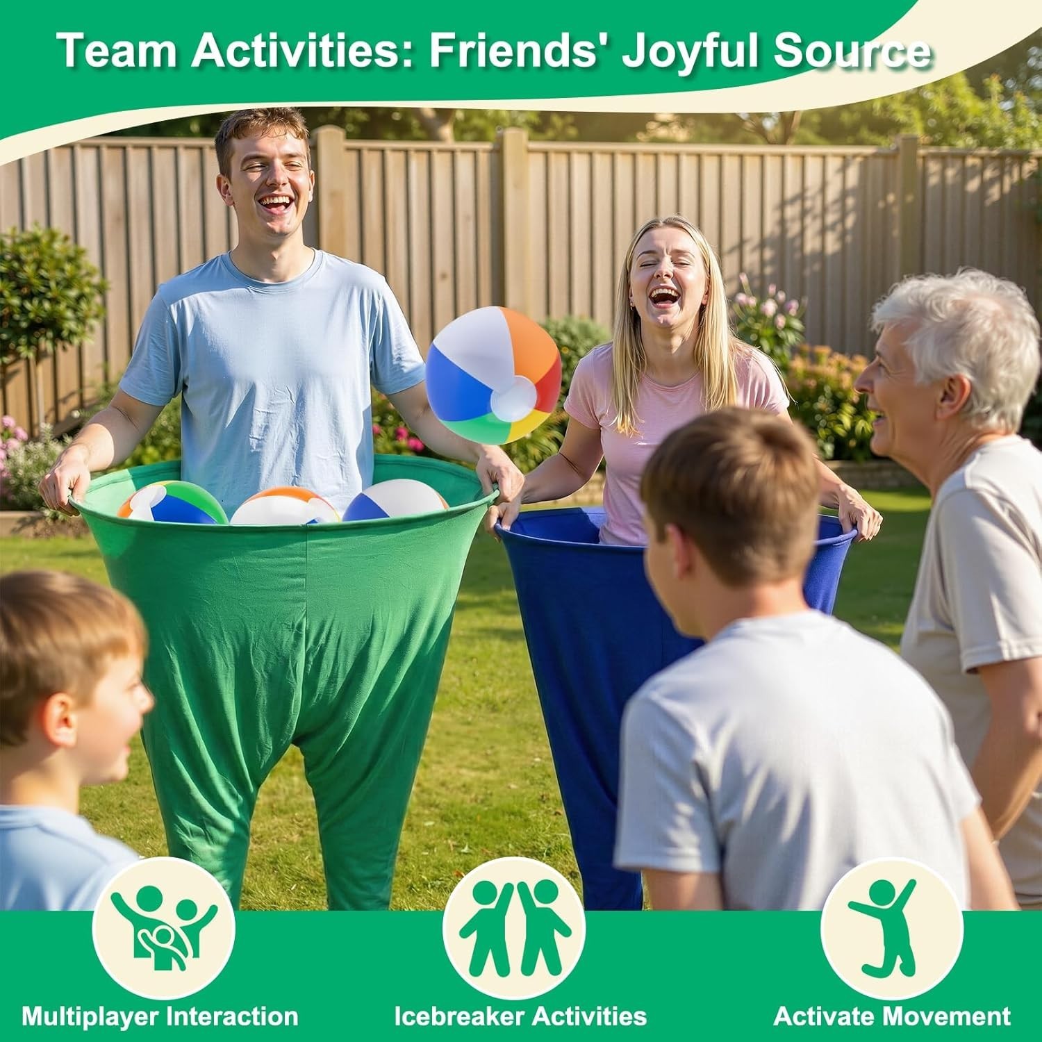 Family Yard Game Granny Pants Toss Set with Balls & Pump for Outdoor Fun