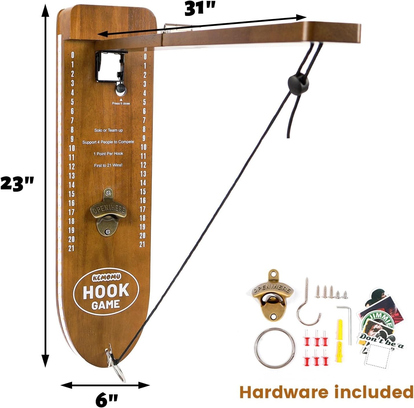 Ring Toss Game, Man Cave Decor, Solid Wood Wall Mounted Hook and Ring Game