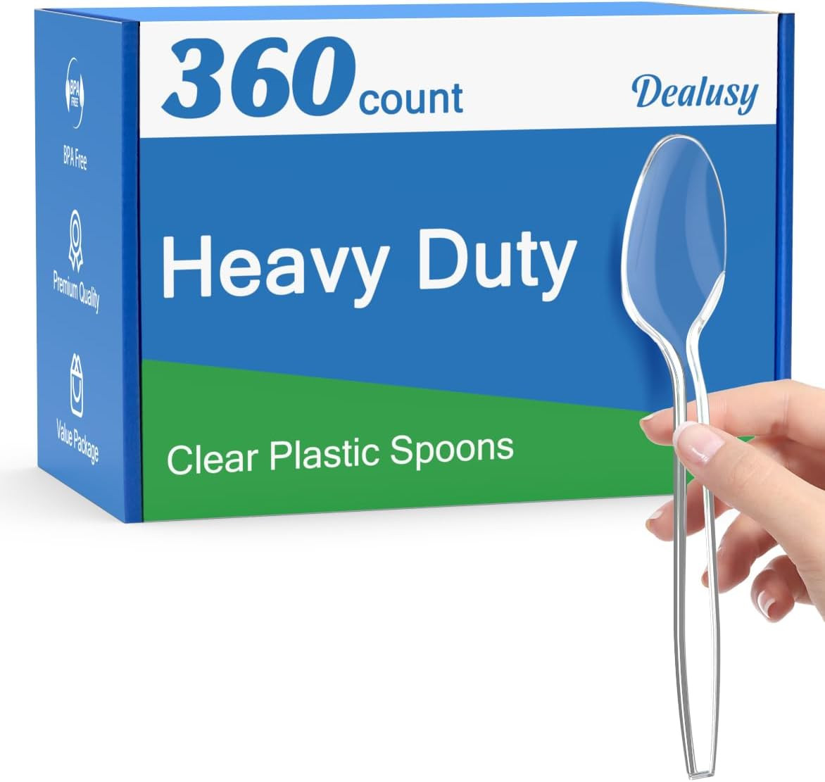 360 Count Clear Plastic Spoons Disposable, Bpa-Free, Heat Resistant, Solid and D