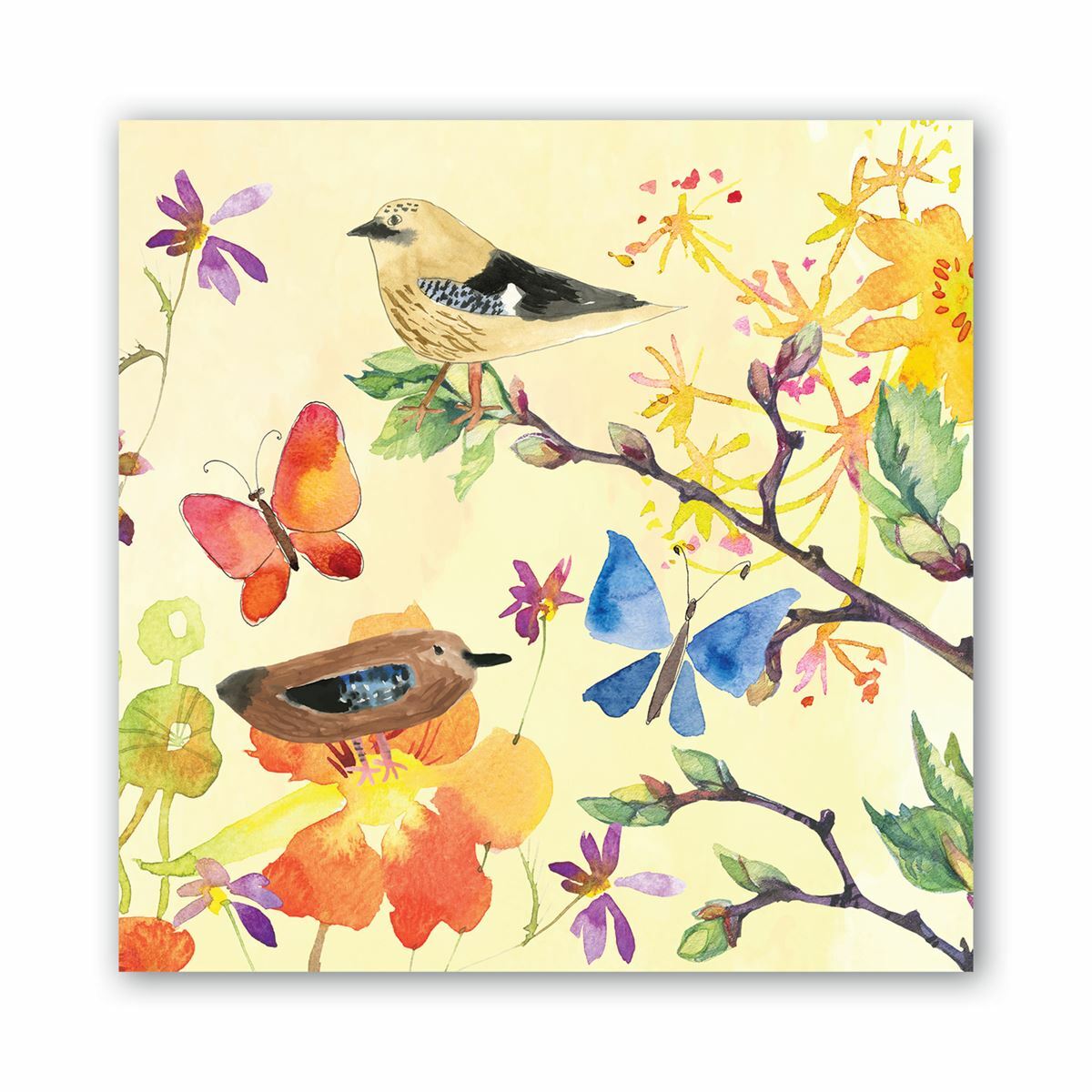 Michel Design Works 20 Triple-Ply Paper Cocktail Napkins Birds & Butterflies