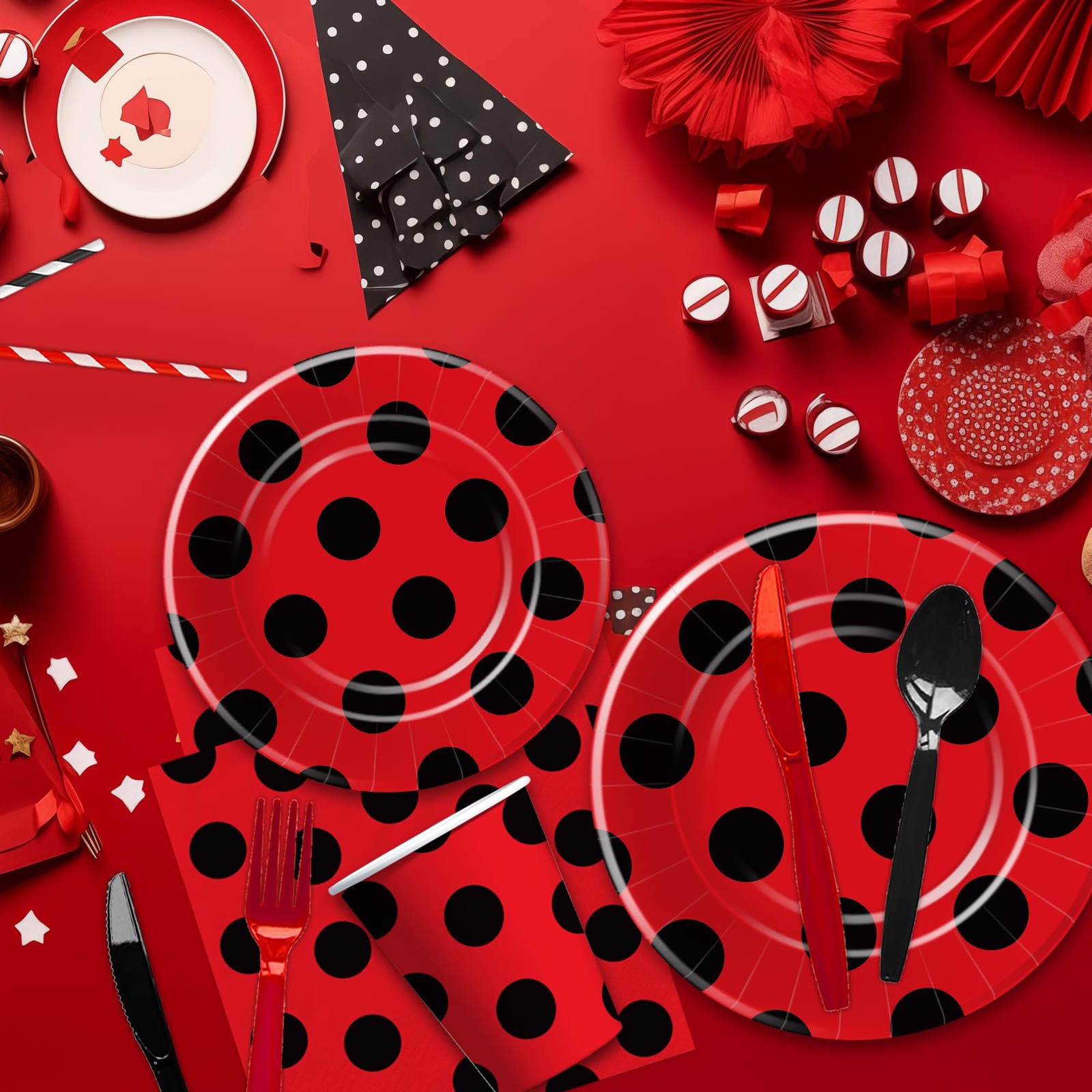 Ladybug Birthday Party Decorations Tableware – Ladybug Party Supplies, Plate,…