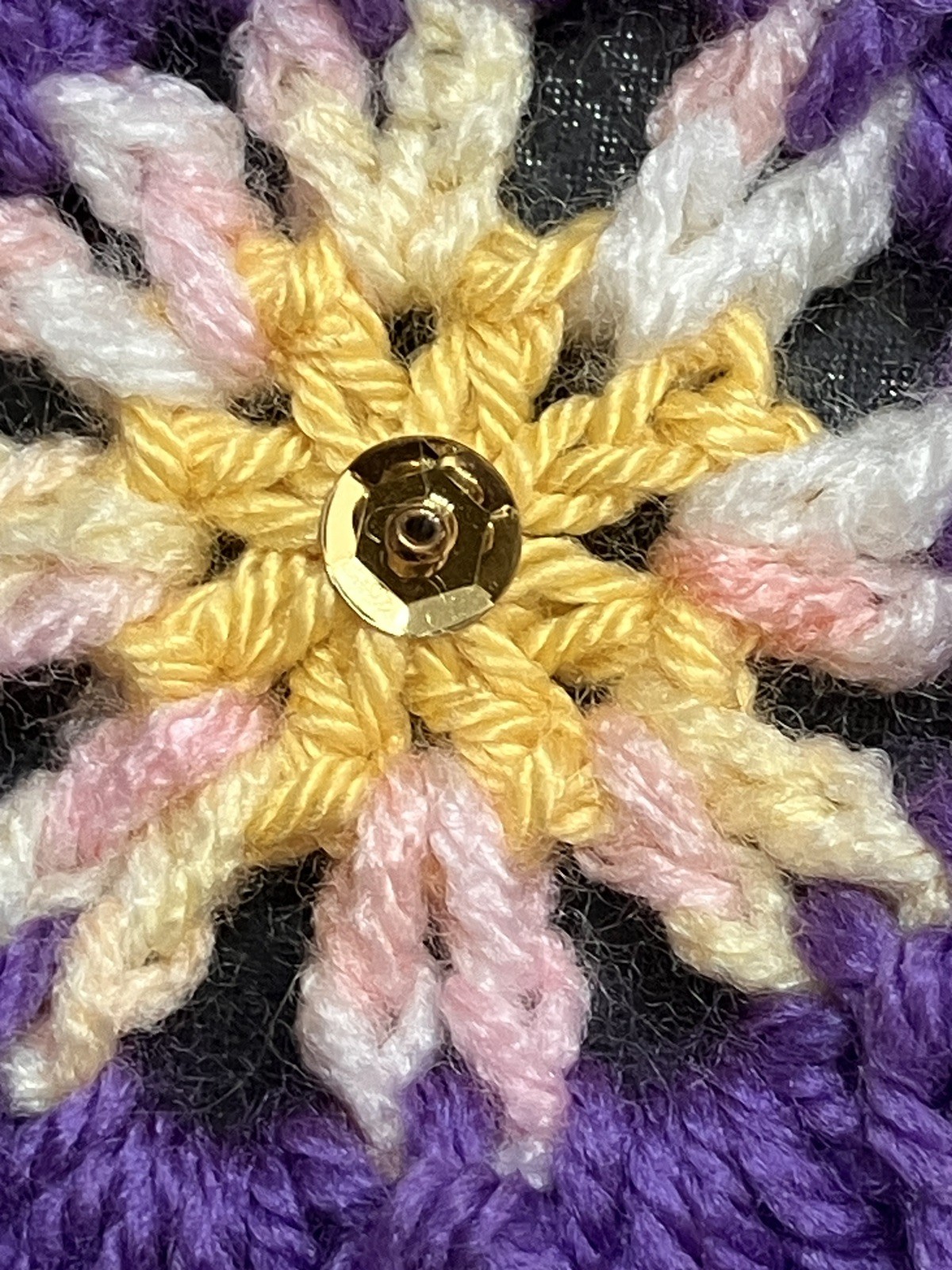 🌺 NEW Hand Crochet Flowers window long SUMMER Bunting Sequin Camper 53” Gift