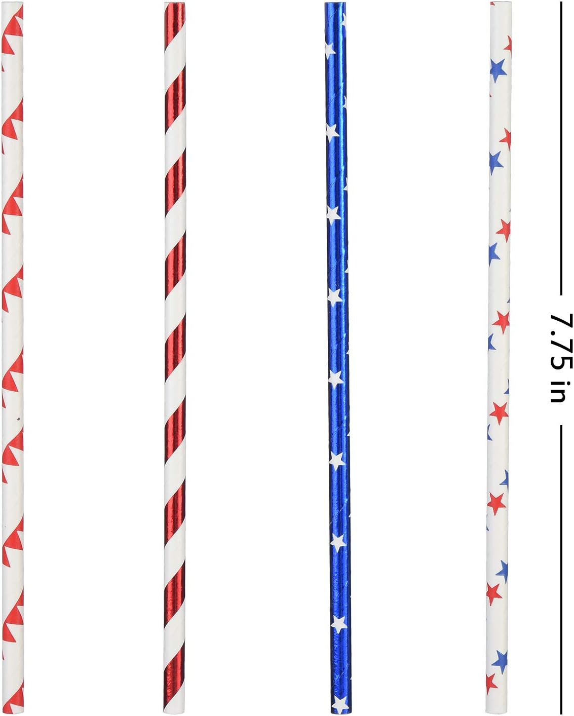 American Flag Red Blue White Paper Straws, 100 Straws for Memorial Day /4Th of J