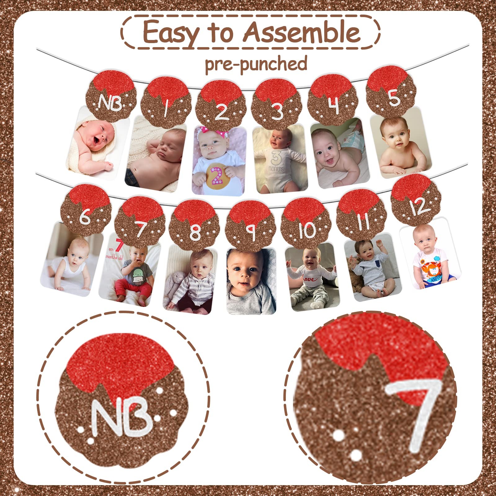 kreat4joy Meatball 1st Birthday Decorations, Month Photo Banner Meatball Firs…