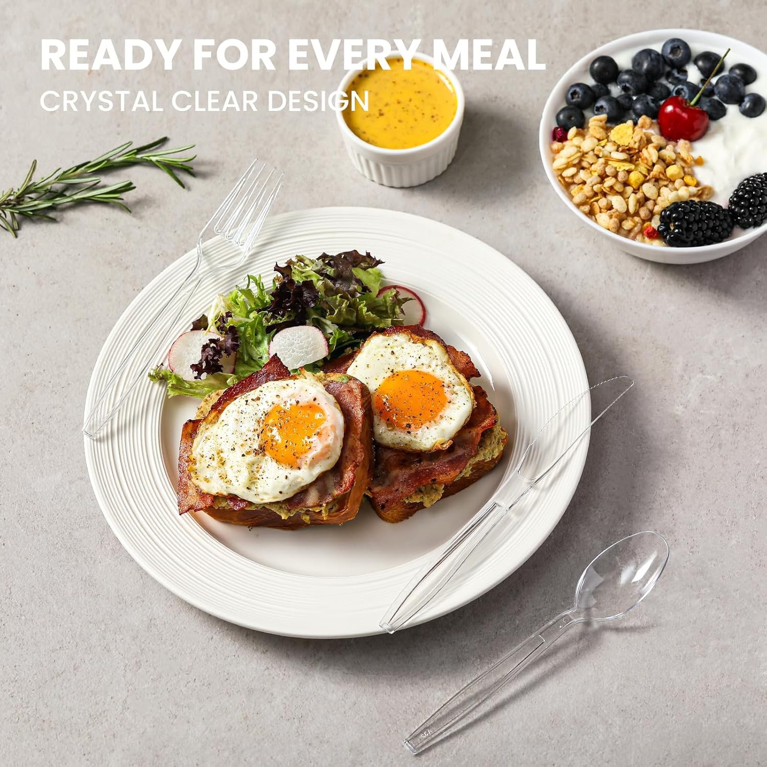 400 Count Heavy Duty Plastic Silverware, BPA-Free, Clear Plastic Cutlery Set,