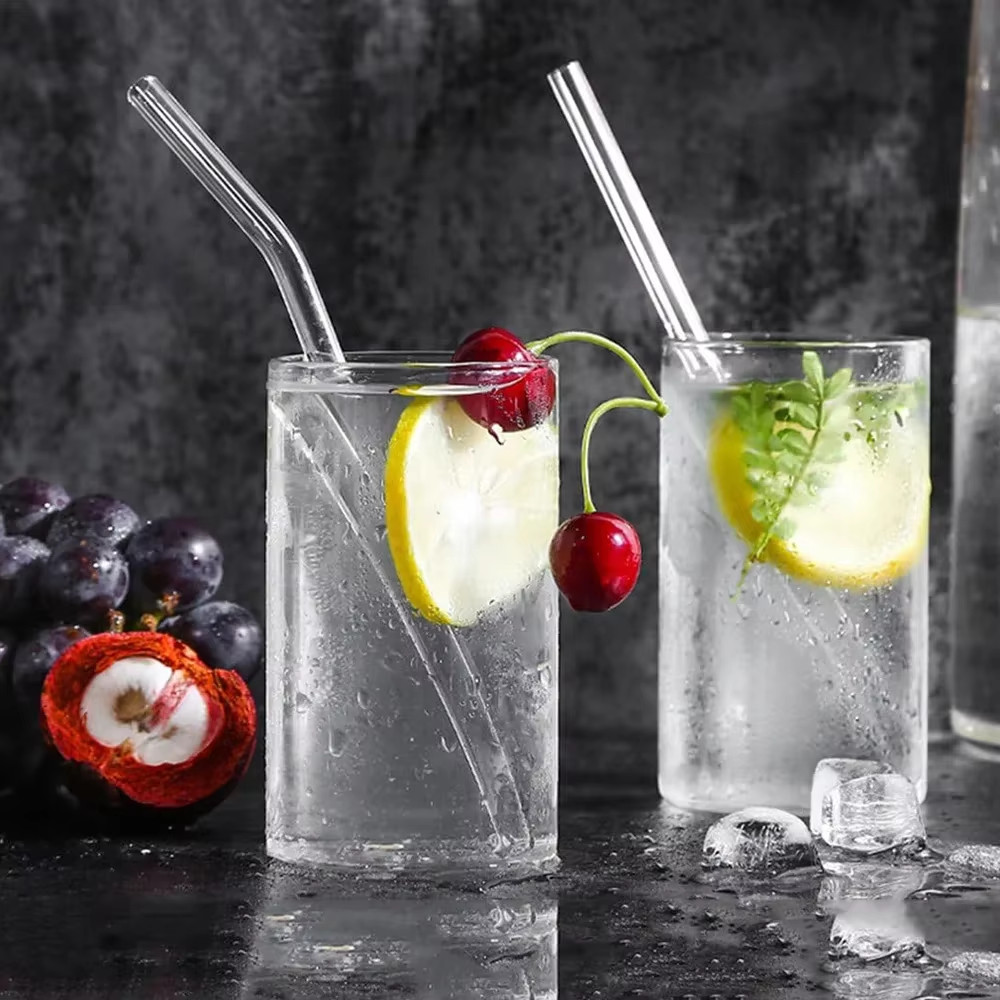 1-10Pcs Reusable Smoothie Glass Straw, Clear Drinking Straws for Smoothie Milksh