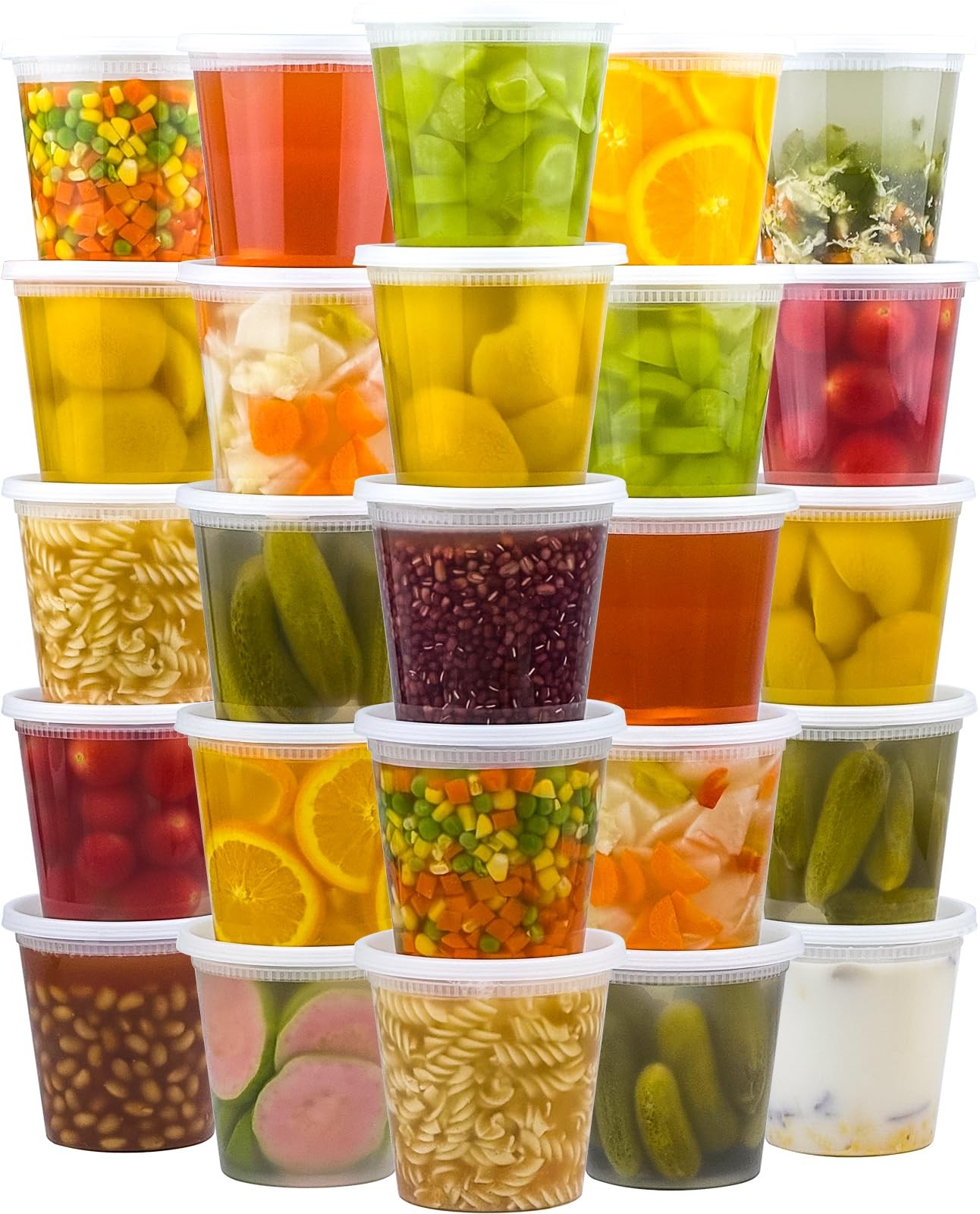 Dealusy 50 Set 24 oz Deli Containers with Lids, Leak-Proof BPA Free Plastic Take