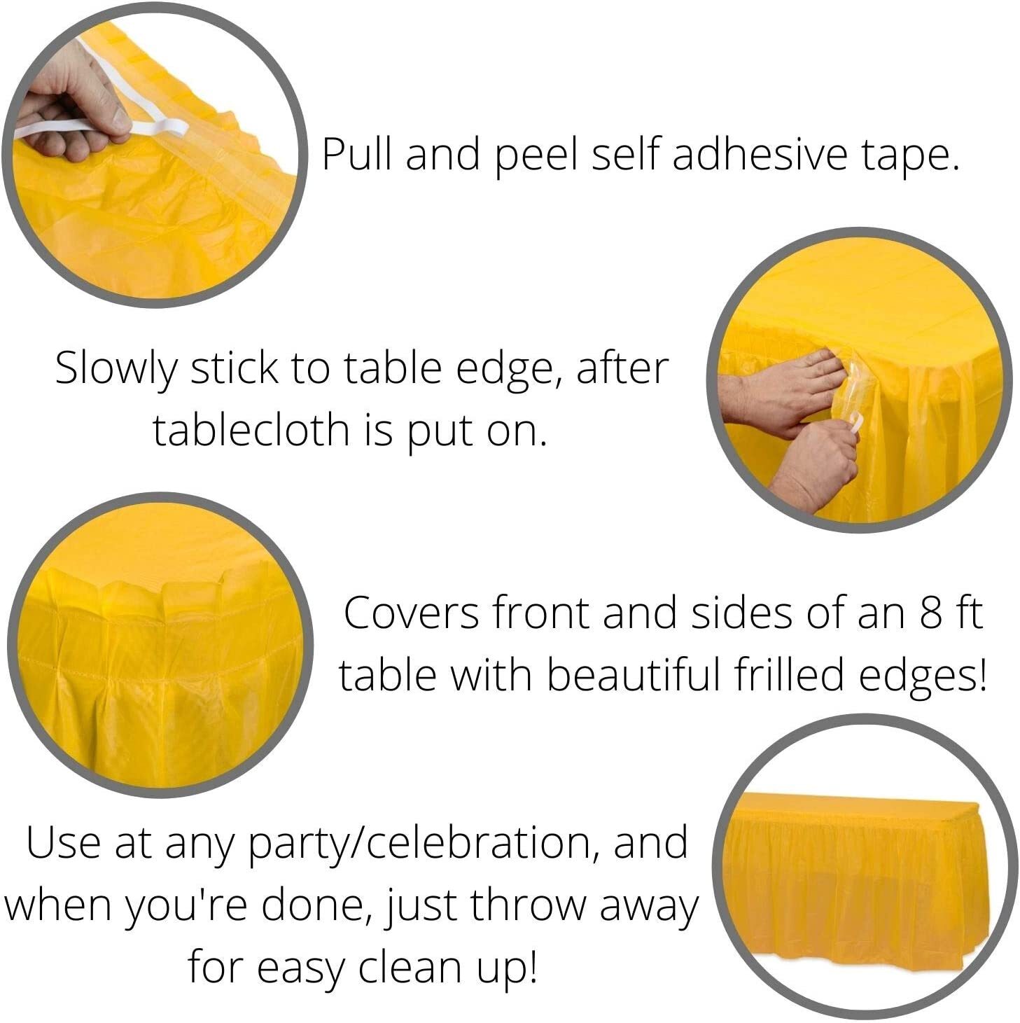 Plastic Table Skirt 29″x14ft for Rectangle Tables Disposable/Reusable BPA Free