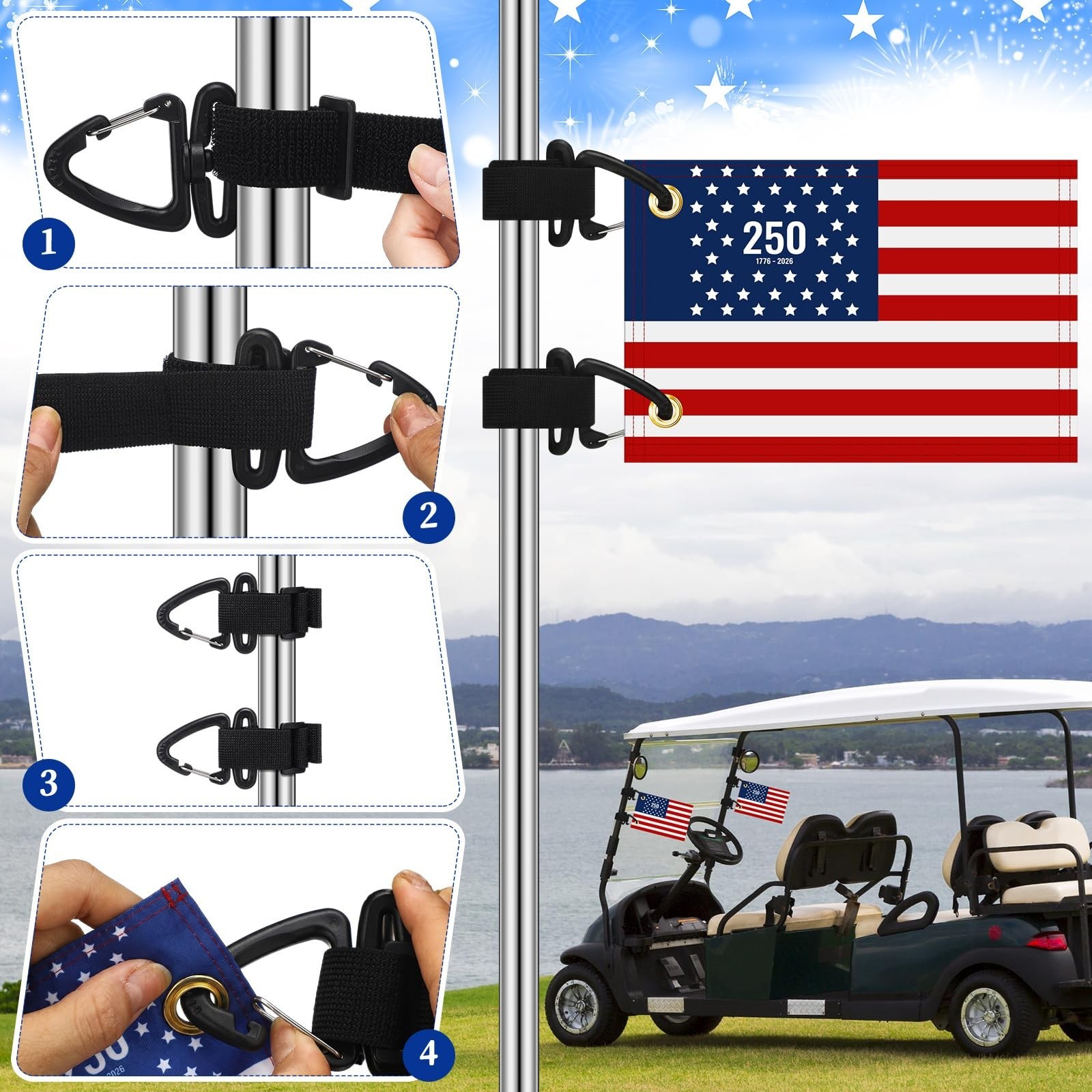 4th of July 250 Anniversary Golf Cart Decoration Patriotic Parade Decoration Kit