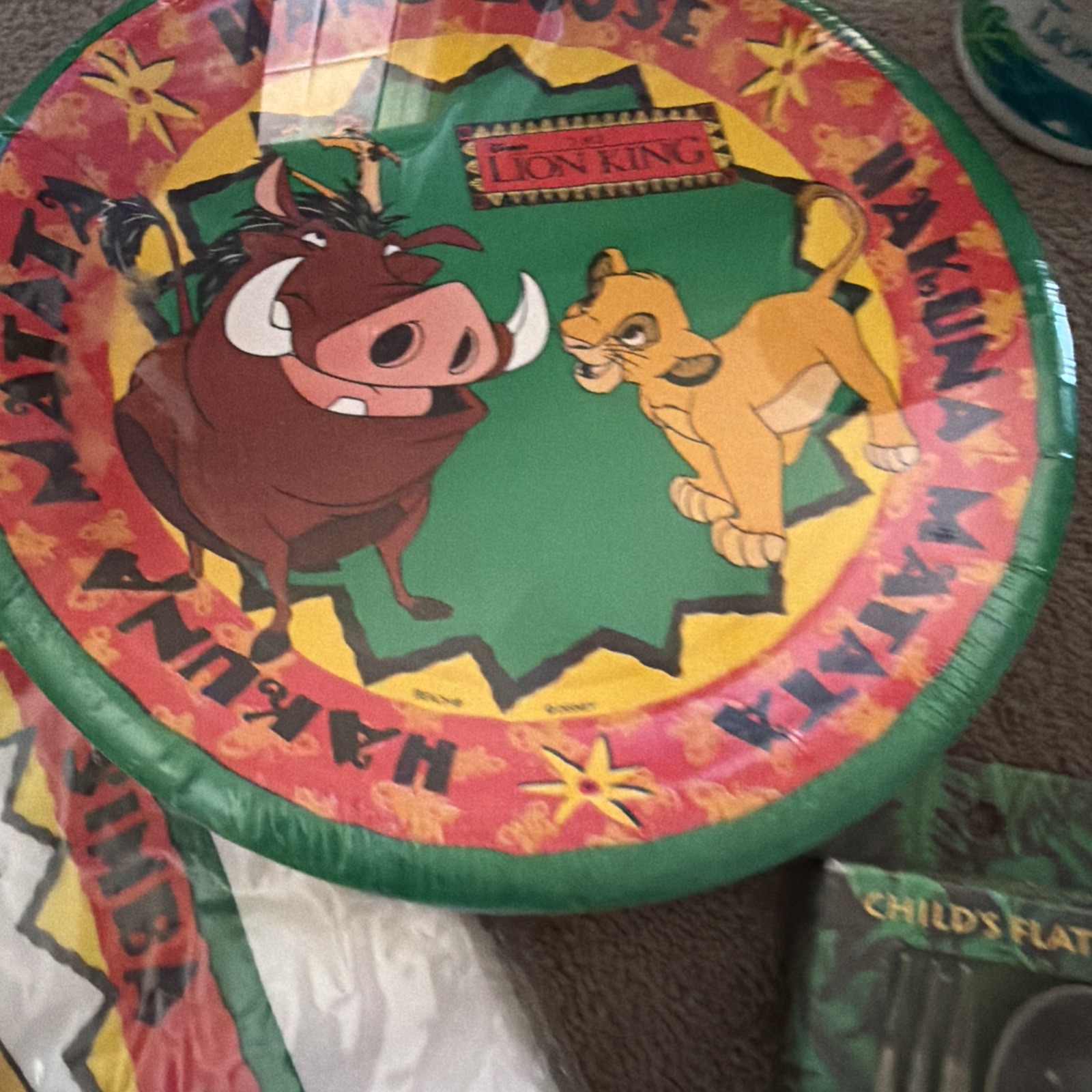 Vtg. Disney Lion King party plates napkins Flatware Sippy Cup Straw New In Pkg.