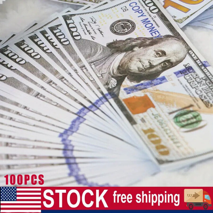 100 PCS 100 Dollar Bills Replica Play Money Movie Fake Bank Games Kids Cash