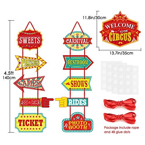 Carnival Decorations, 11 Pcs Large Circus Carnival Signs Circus Theme Party