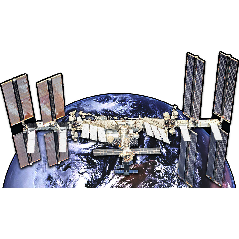 H69345 International Space Station over Earth NASA Satellite Cardboard Cutout