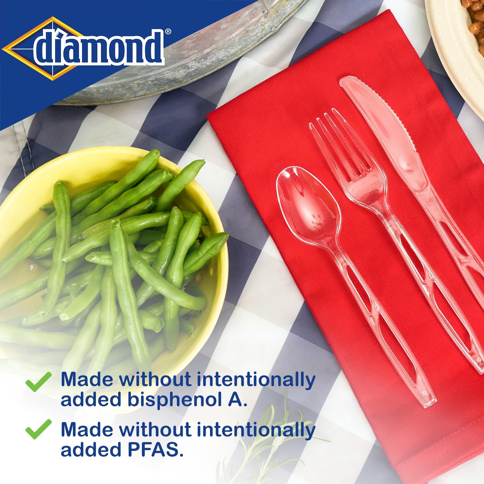 Diamond 288 Count All Occasion Clear Disposable Cutlery Set – 96 Forks Knives