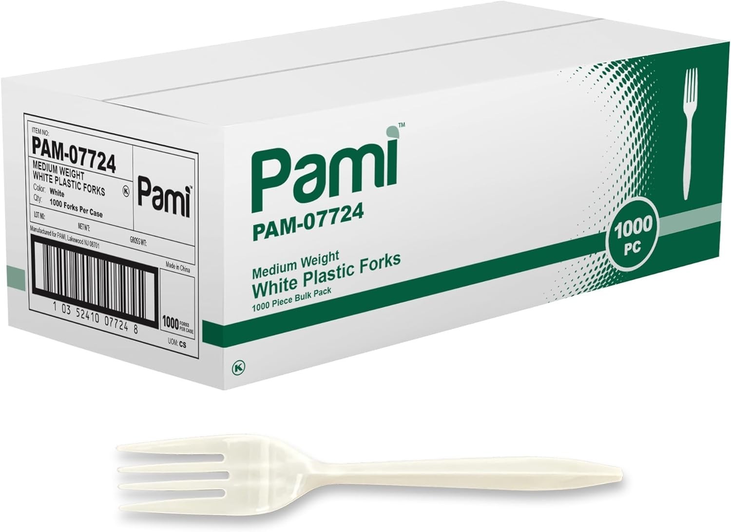 PAMI Plastic Utensils 1000 Ct Bulk Medium Weight Disposable Forks Knives Spoons