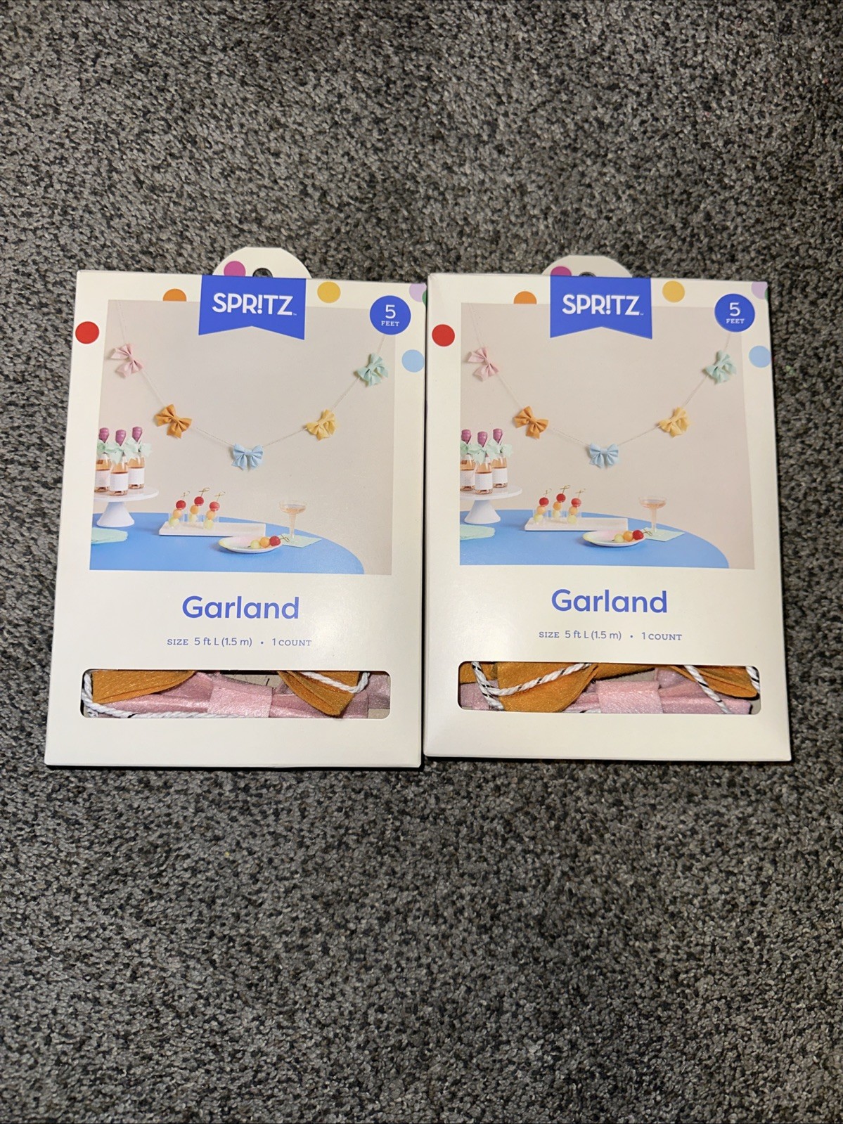 Target Lot Of 2 Spritz Pastel Bows Garland 5ft Each Boho Princess Party Girl New