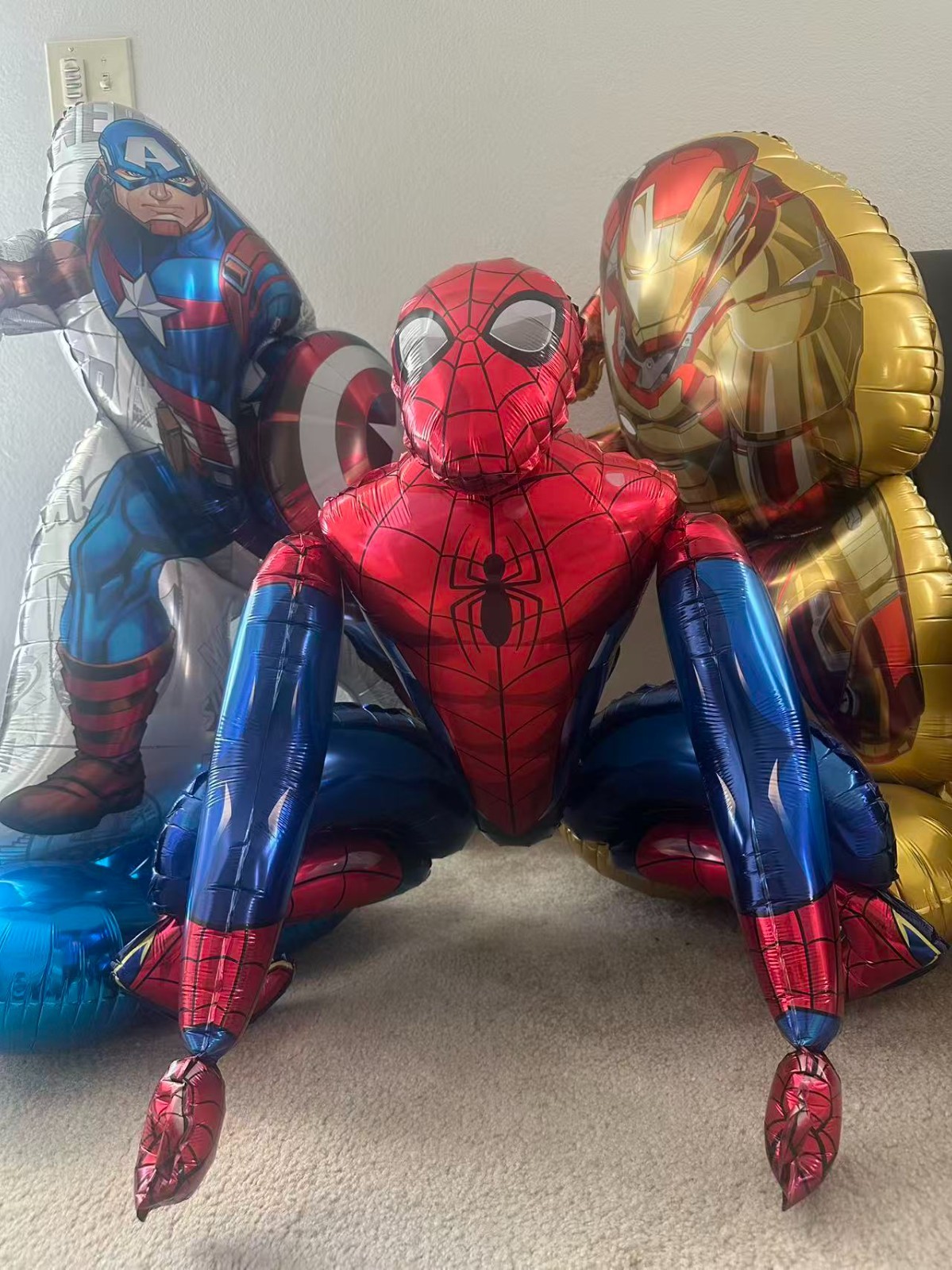 3PCS Superhero Foil Balloons Set Large Standing Party Decorations Hero Theme Bir