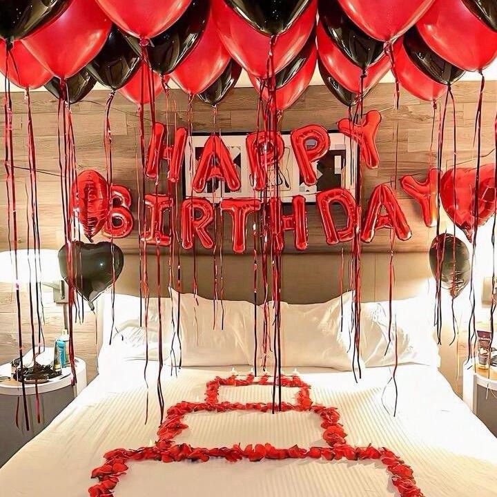 Red And Black Happy Birthday Balloon Set Decoration For Party