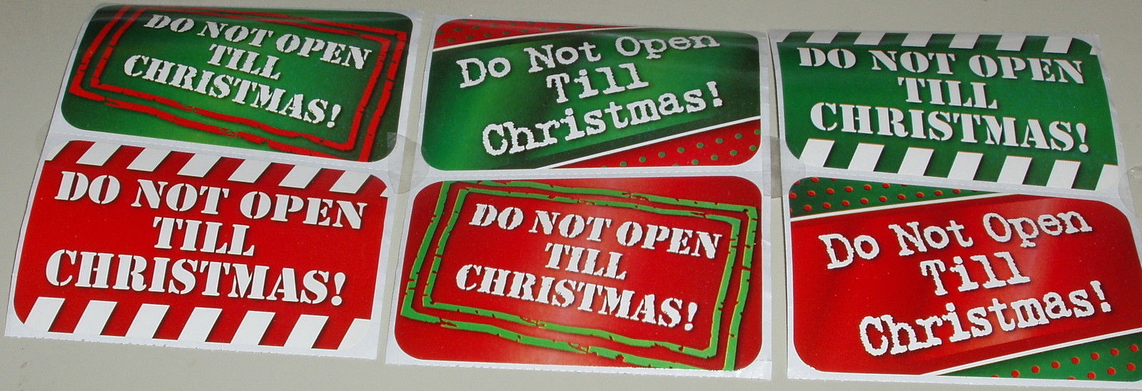 ““““24 Count RED/GREEN “Do Not Open Til Christmas” Holiday Stickers““““`