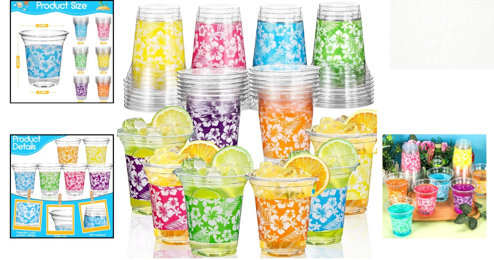 72-Pack 14oz Hawaiian-Themed Disposable Party Cups – Perfect for Any Occasion