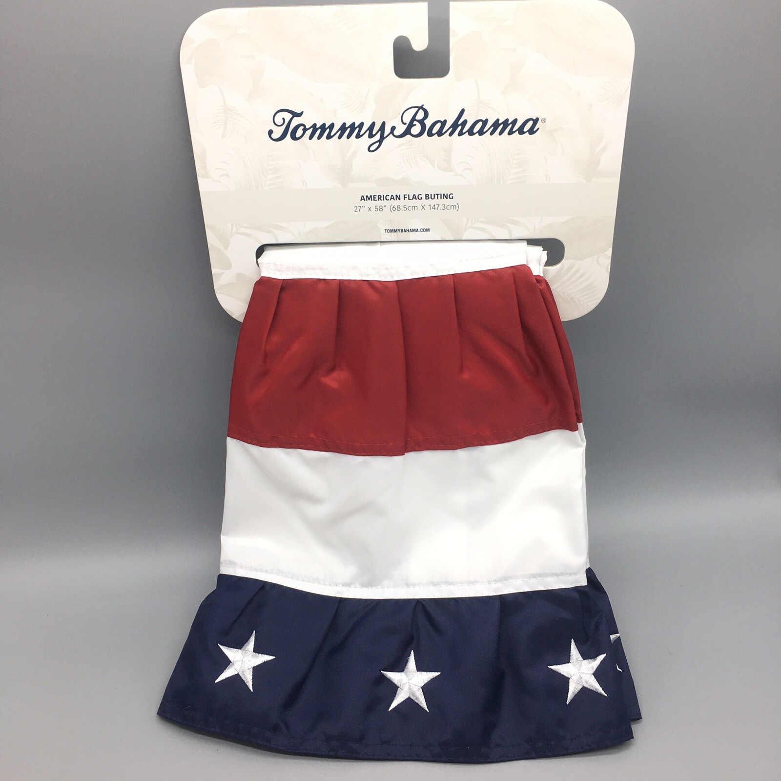 Tommy Bahama Bunting Embroidered Stars Handcrafted American Flag July 4th 58×27