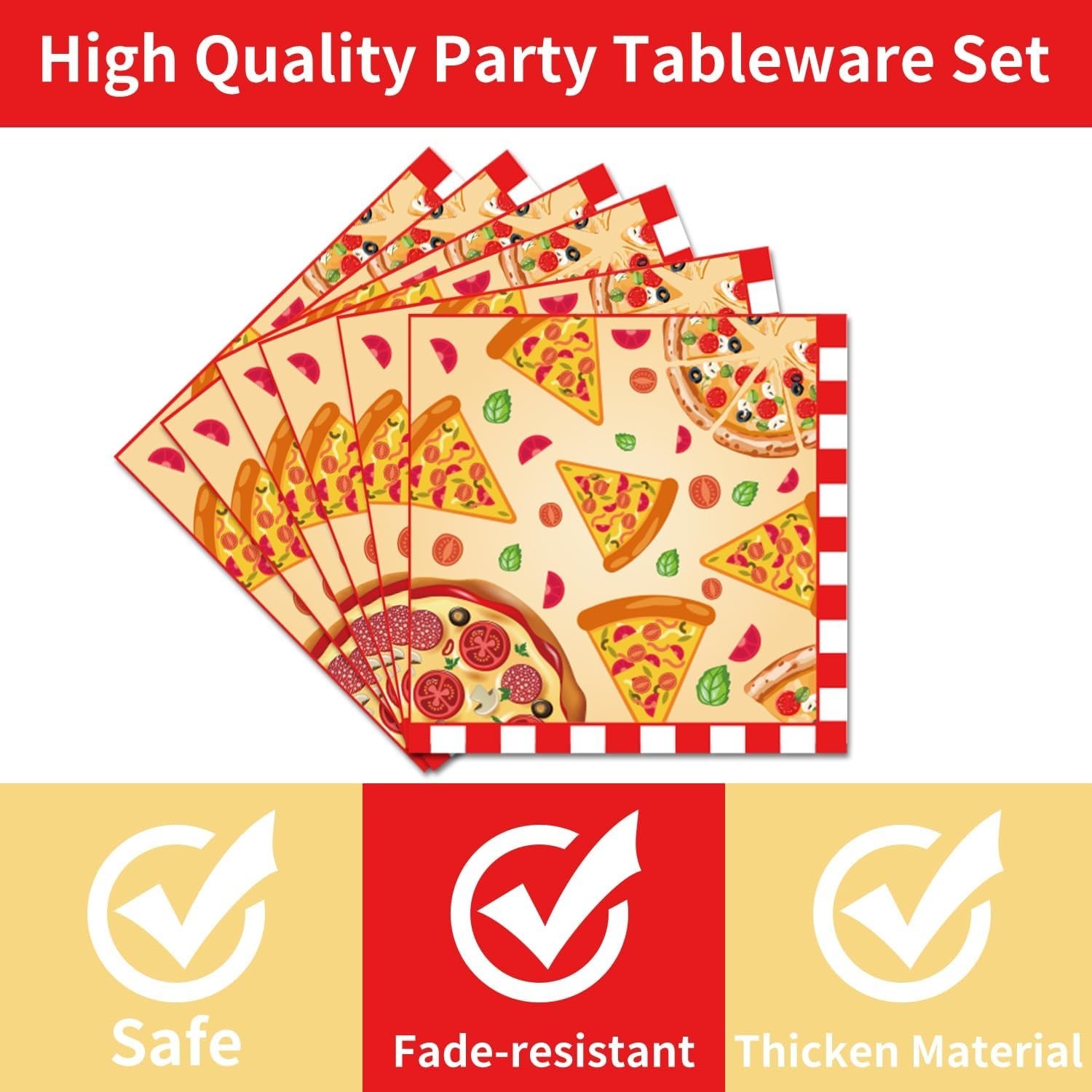 Pizza Time Food All Occasion Disposable Tableware (Plates, Napkins, Forks)