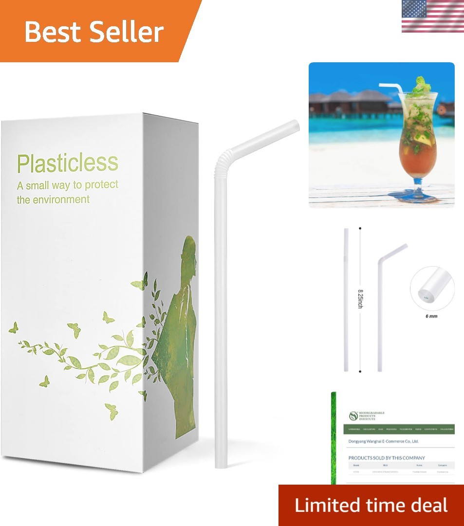 200 Count 8.25″ Eco-friendly Bendable Compostable PLA Straws – Plasticless Bi…
