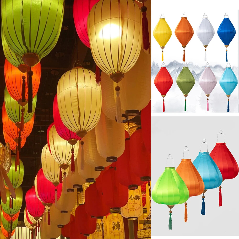 Retro Chinese Hanging Lantern Waterproof Solid Color Festival Party Cloth Decor