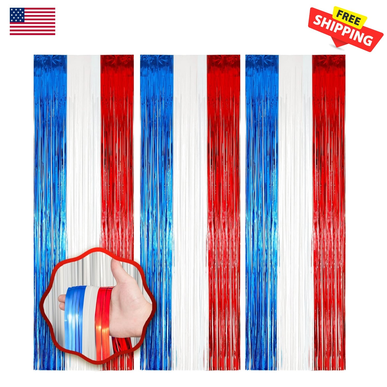 3 Pack 3.3 x 8.2 ft Tinsel Foil Backdrop Curtains – Perfect for Any Celebration