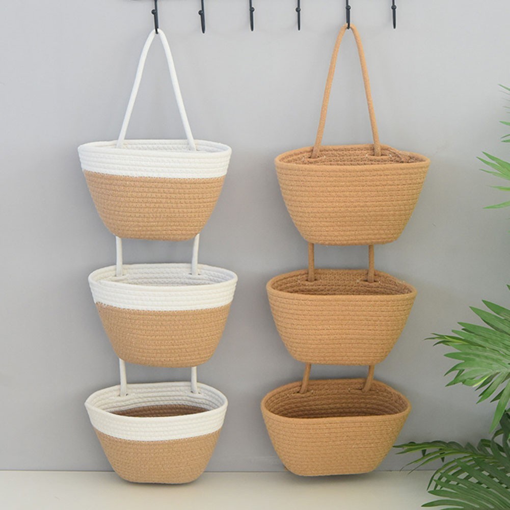 Contemporary 3 Level Hanging Basket for Wall Based Storage of Daily Use Items
