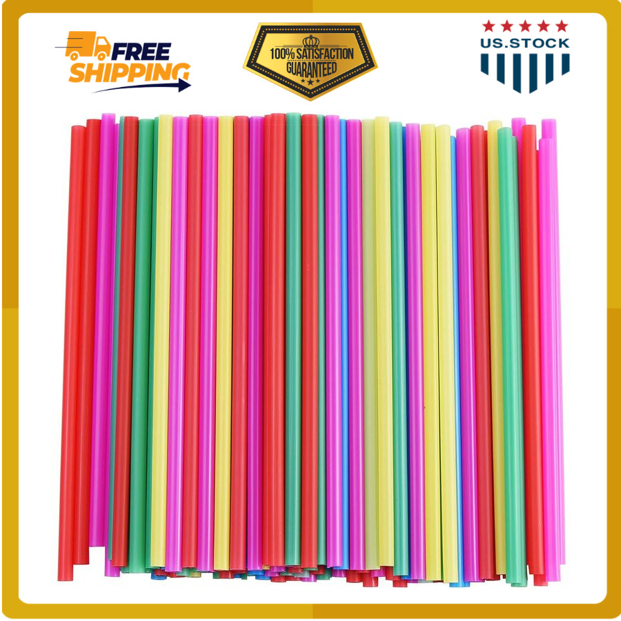 ALINK 100PCS 8mm Wide Colorful Smoothie Drinking Straws