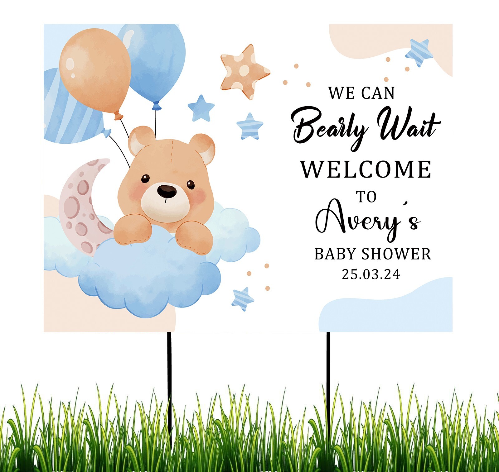 Personalized Baby Shower Welcome Sign, Yard Signs with Stakes Outdoor Lawn Signs