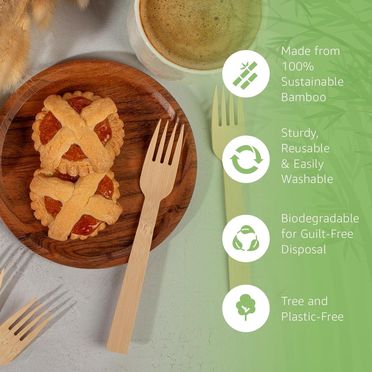 Ibambo 100% Bamboo Forks – 2400 Compostable Forks, Disposable or Reusable