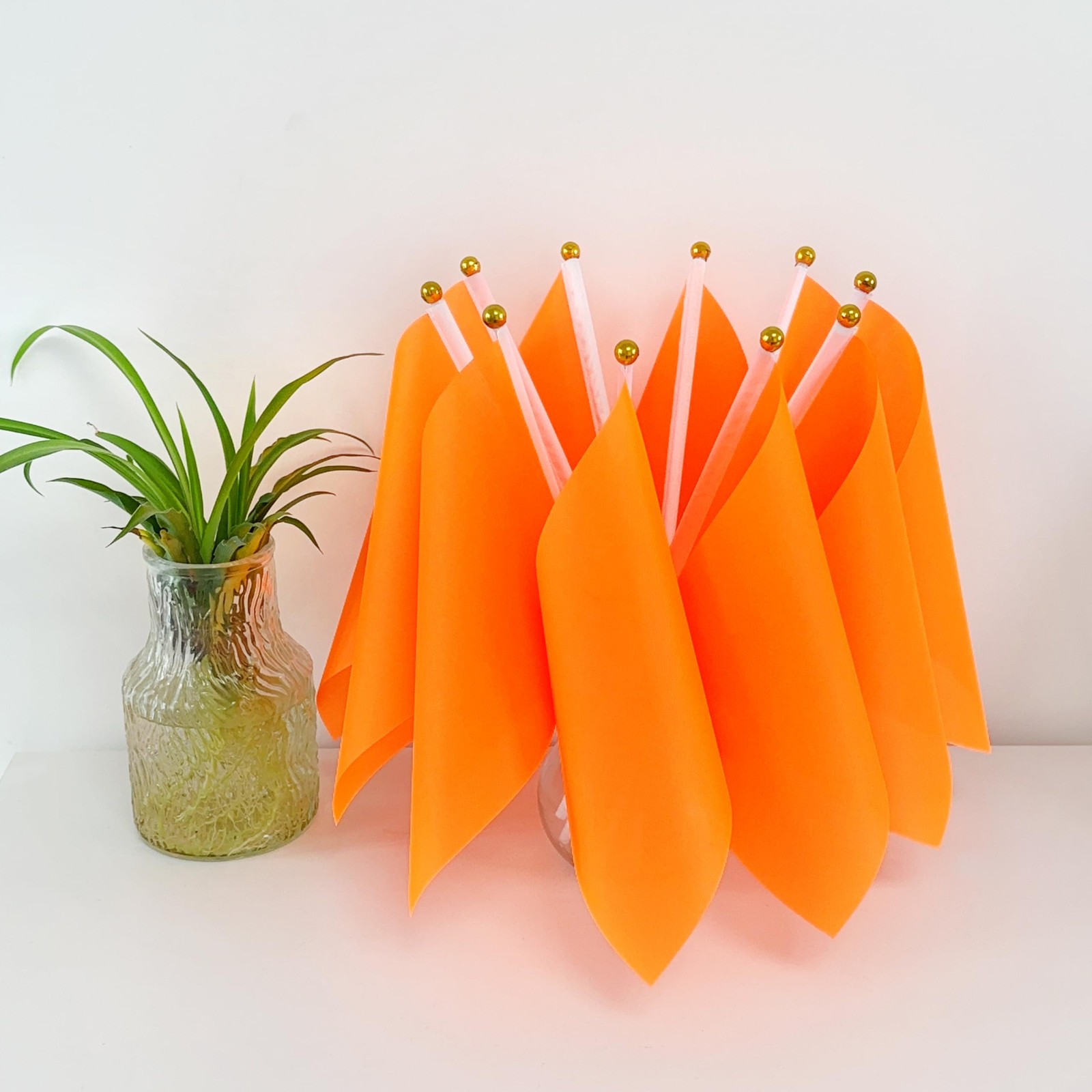 Consummate 25 Pack Solid Orange Flag Small Mini Plain Orange DIY Flags On Sti…