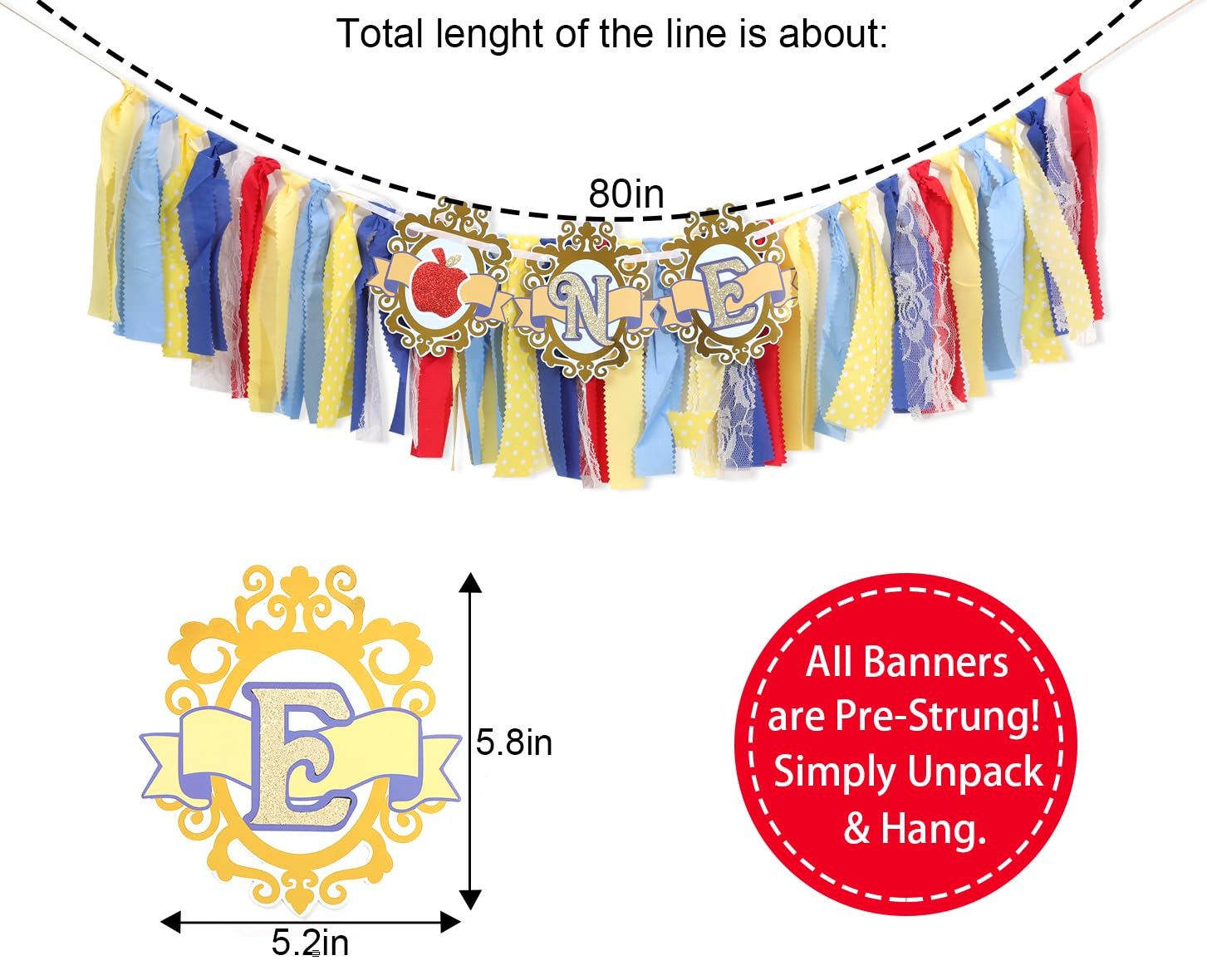 Princess 1st High Chair Banner – Princess Highchair Decor for Girls, Apple & …