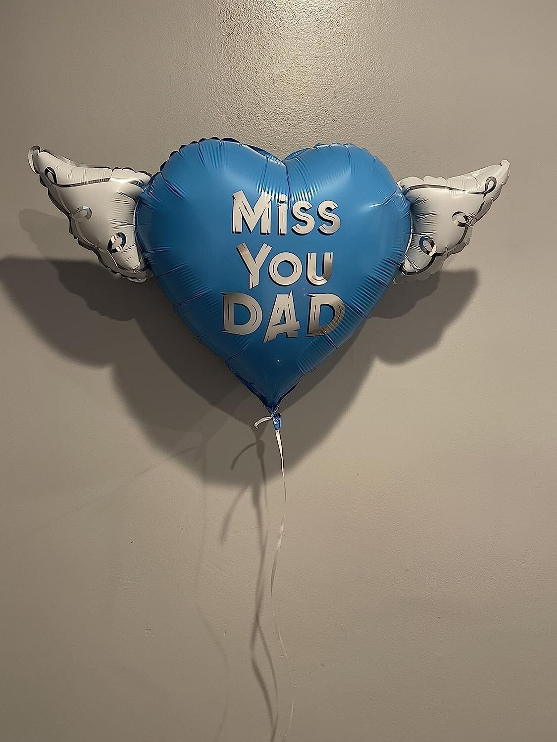 Miss You Dad Heavenly Balloons Heart Shaped with angel wings (2 Pack)