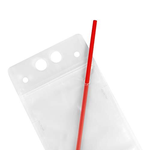 100 Pack Reusable Drink Pouches Stand Up Smoothie Juice Bags w/ Drinking Straws