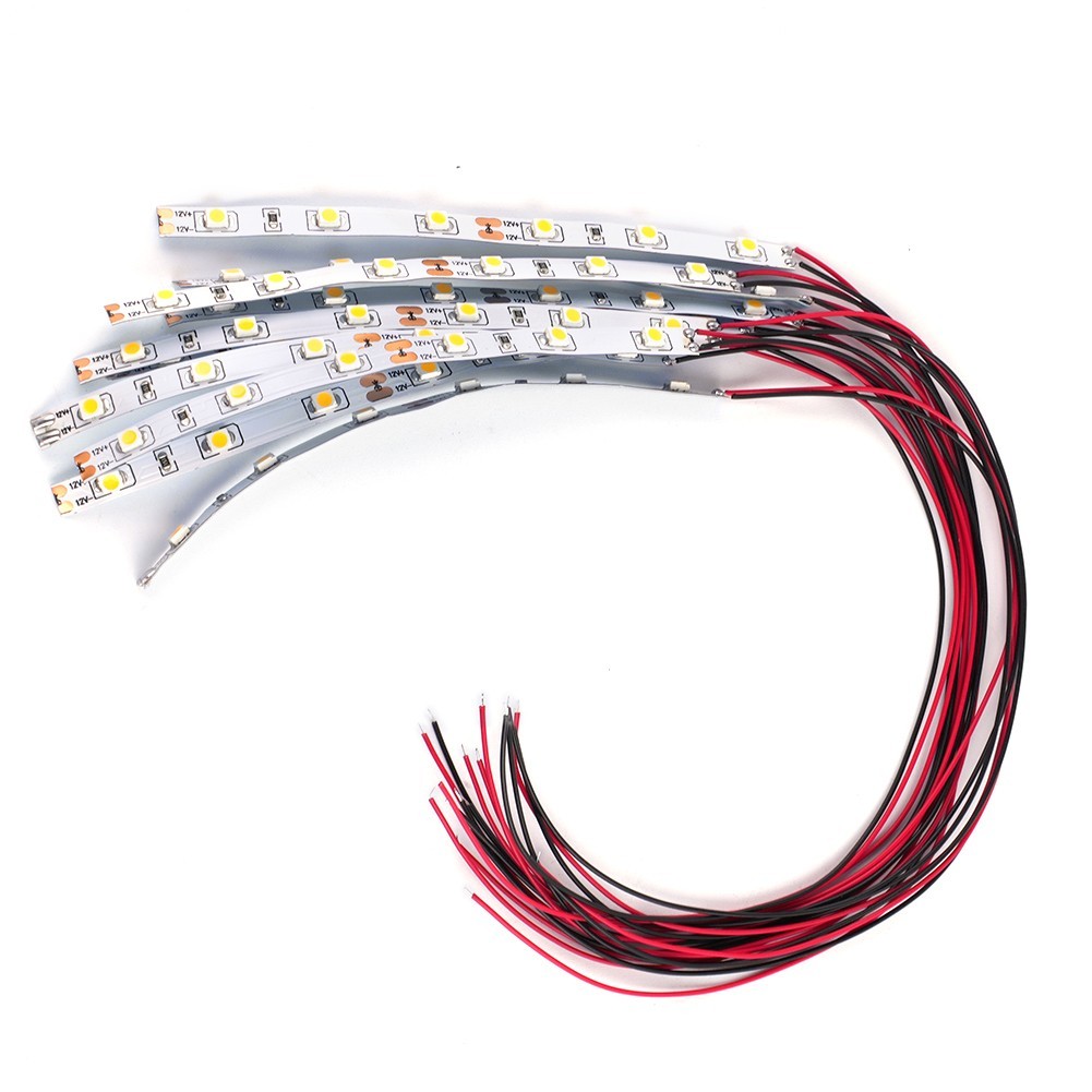 10pcs Pre Wired White Light Strip 6 LED Light Self-Adhesive Flexible 12V-18V