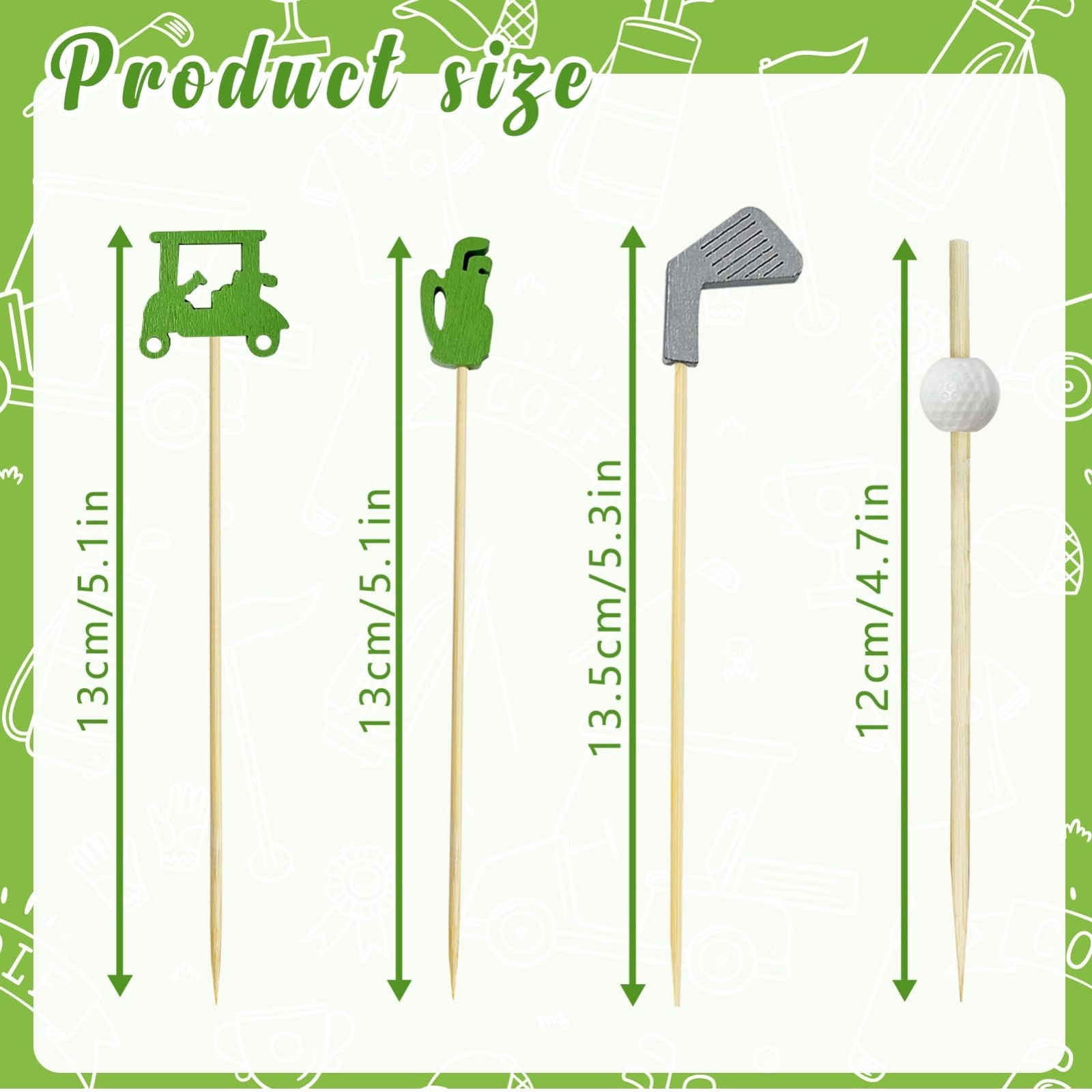 Golf Theme Cocktail Picks, 200Pcs Sandwich Fruit Toothpicks, White Supplies