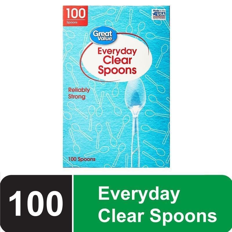 100 Count Disposable Clear Plastic Spoons Heavy-Duty Portable Cutlery Events New