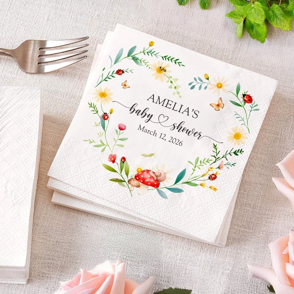 Personalized Ladybug Baby Shower Napkins Garden Party Decor SATTNA0706