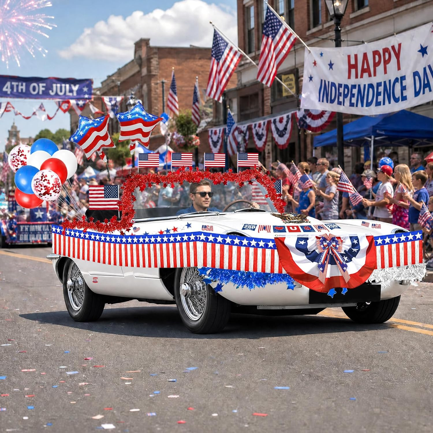 4Th of July Car Parade Decorations Patriotic Golf Cart Decor,250Th Anniversary D