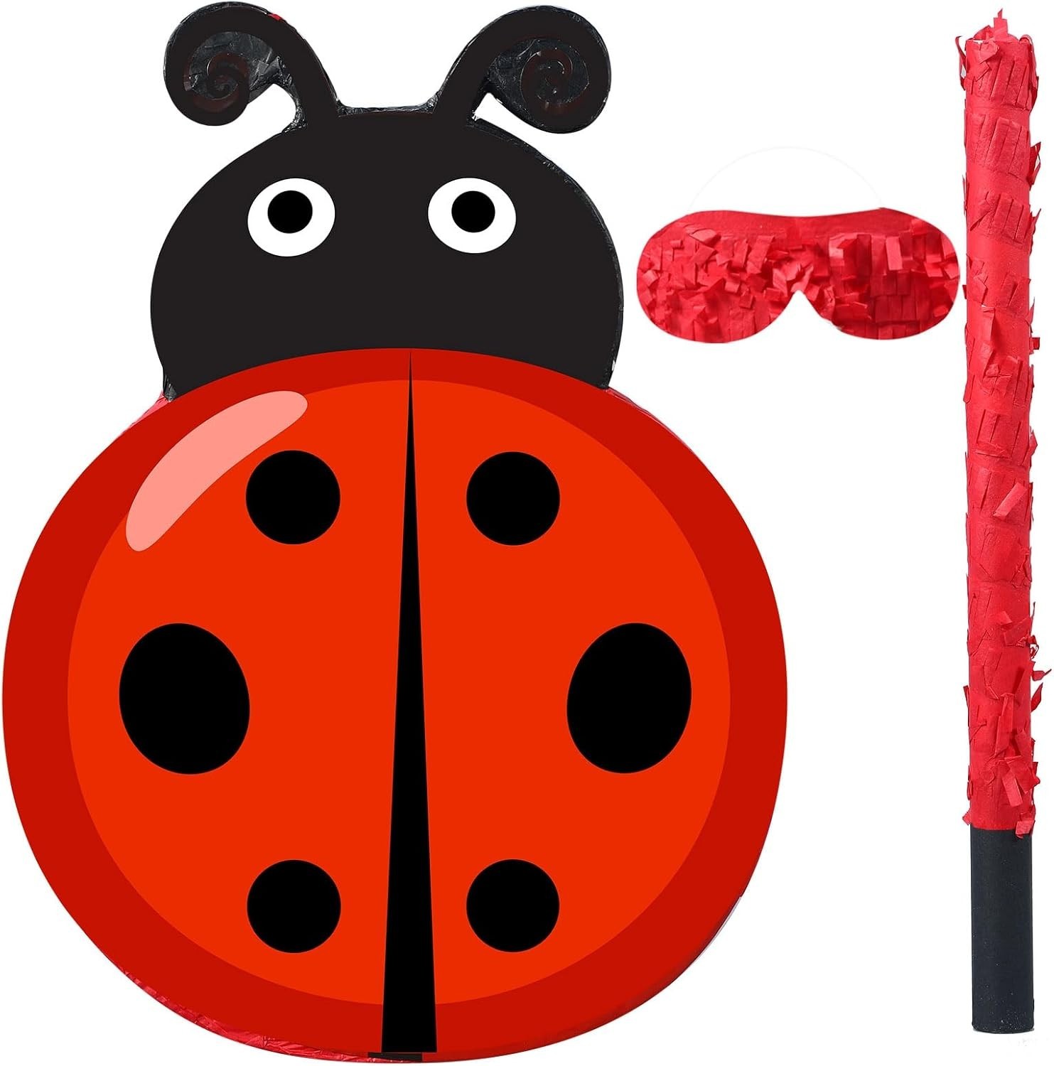 Ladybug Piñata with Blindfold Bat Confetti Decorations Ladybug Birthday Party…