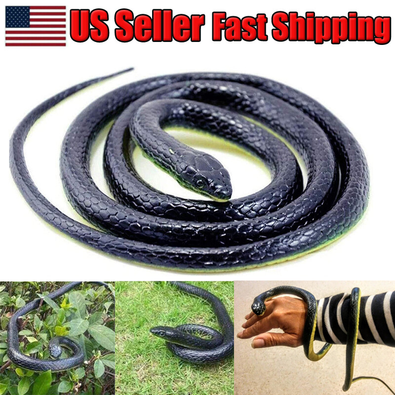 52″ Mamba Realistic Rubber Fake Snake Toy For Garden Props and Halloween Joke US