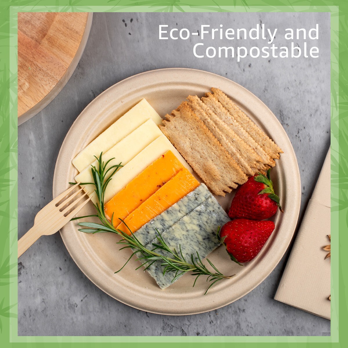 Ibambo Bamboo Disposable Paper Plates – 9 Inch, 500 Pack, Compostable Plates