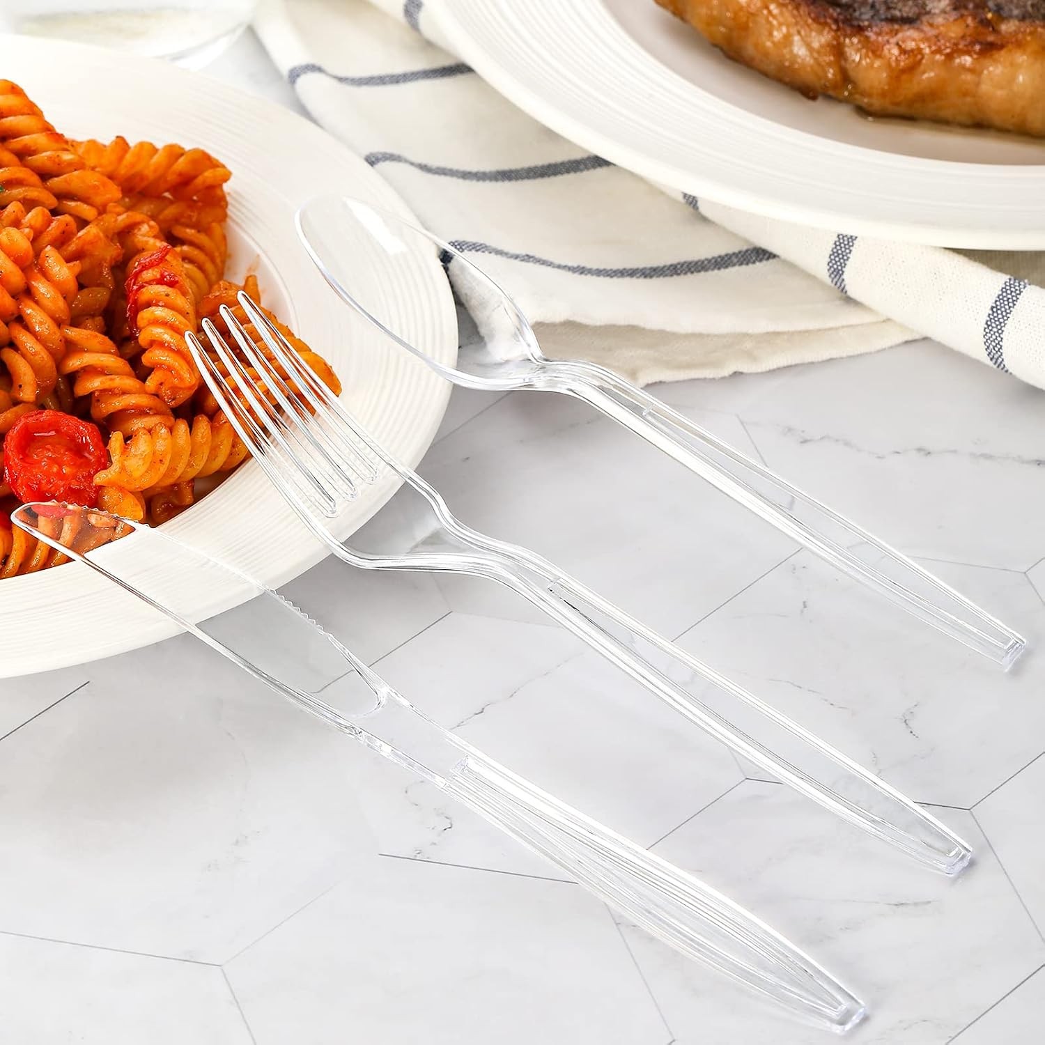 400 Count] Heavy Duty Plastic Forks, Premium Disposable Clear Forks, Durable